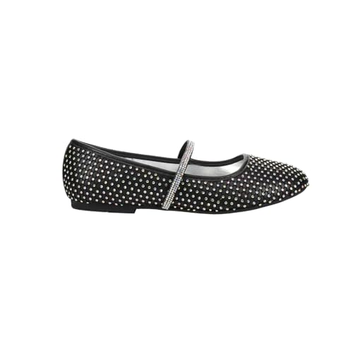 NINA Kids Girls Jessa Studded Rhinestone Ballet Flats Casual - Black