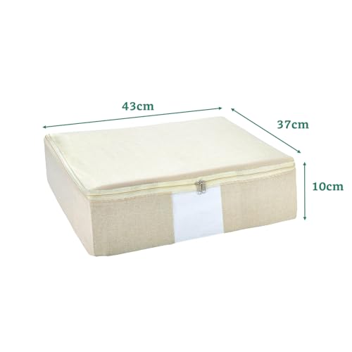Image of Amazon Brand - Solimo Polycotton Cloth Storage Box with Mesh Window| Pack of 5 | Multi Purpose Storage | Beige