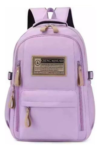 Mochila Grande Reforçada, Impermeável, com Compartimentos Amplos para Escola, Trabalho e Viagem, Alças Acolchoadas (Lilas)