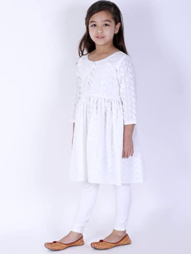 Image of VASTRAMAY Girls Cotton Kurta Set - Chikankari Embroidery EID Festival