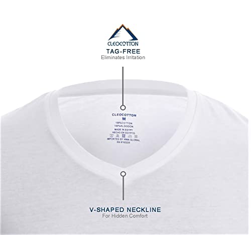 Mens Cotton V-Neck T-Shirt (Slim Fit) | White V Neck Undershirt, Tag Free (6 Pack) | Ultra Soft, Breathable (Made in Egypt)4