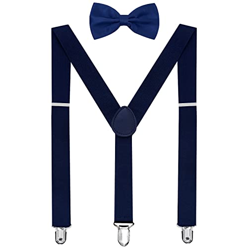 Image of habibee Suspenders and Bow Tie Set for Men, Adjustable Elastic Braces with Y-Back, Diverse Colors, Strong Clips