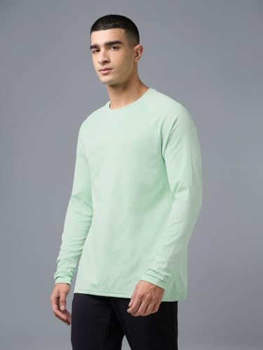 Image of TECHNOSPORT Men's Slim Fit All Over Print Jacquard Crew Neck Full Sleeve T-Shirt, Quick Dry Activewear Tee with UPF 50+ Sun Protection for Gym, Running, Sports & Everyday Wear
