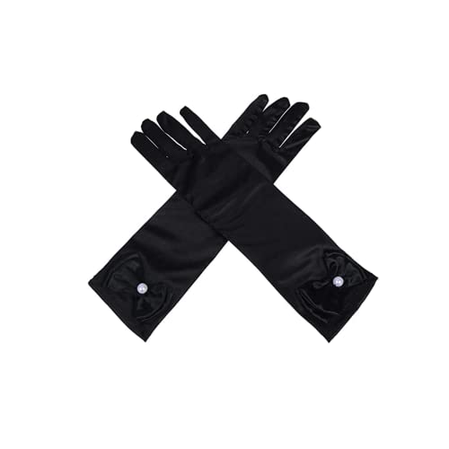 Satin Bowknot Long Glove,Formal pure color long cubits long gloves stretch satin beautiful girl dress party girl children's gloves