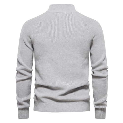 Men's Cotton Zipper Cardigan High Collar Knit Sweater for Autumn Winter Warm Casual Layered Pullover4