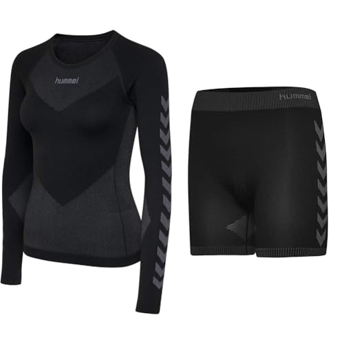 hummel Damen First Seamless L/S Trikot, Schwarz, M-L EU & Damen Hmlfirst Seamless Short Tights Women