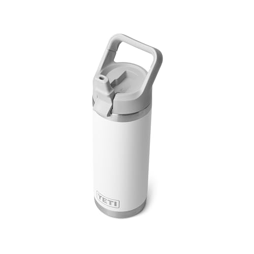 Image of YETI Rambler 18 oz Bottle, Vacuum Insulated, Stainless Steel with Color Matching Straw Cap, White