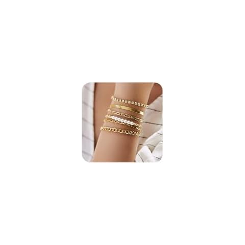 Kenivira Gold Bracelets for Women Waterproof, Gold Bracelet Stack for Women Non Tarnish,Dainty Stackable Bracelets for Women Trendy,14K Gold Plated Paperclip Bracelet Set Fashion Jewelry Cover
