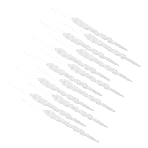 RORPOIR Decoración Colgante De Carámbanos De Navidad 13 Cm, Material Plástico Transparente Brillo Blanco, Simulación Realista, para Árbol, Ventana y Puerta, Set De 12 Unidades DIY