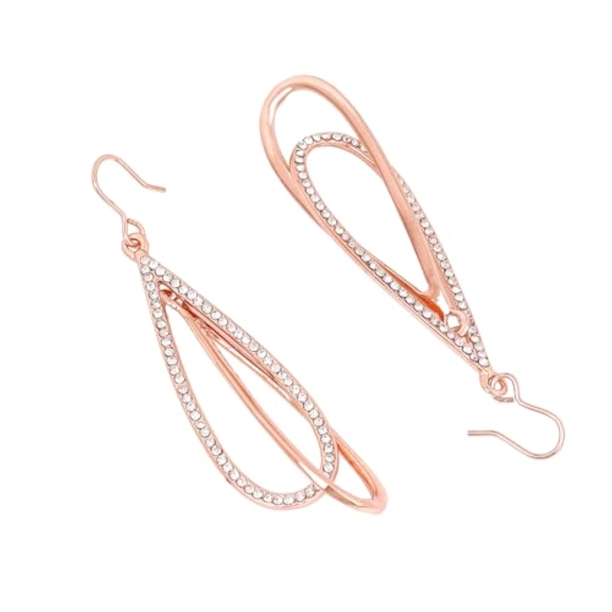 Rose Plated Drop Earrings with Austrian Crystals