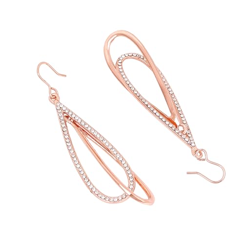 Rose Plated Drop Earrings with Austrian Crystals
