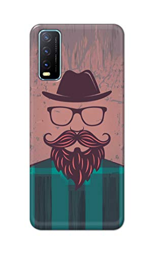 Image of PRINTFIDAA Man Icon with Beard Shirt Hipster Printed Designer Hard Case for Vivo Y20 / Vivo Y20i / Y20s / Y20G / Vivo Y12s / Y20S (G) Back Cover -(e) RPM1001