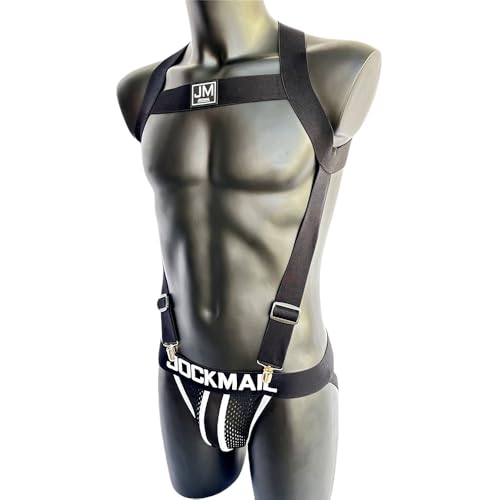 JOCKMAIL Men's Harness and Jockstrap Set Adjustable Elastic Chest Strap with Breathable Double Jock Underwear4