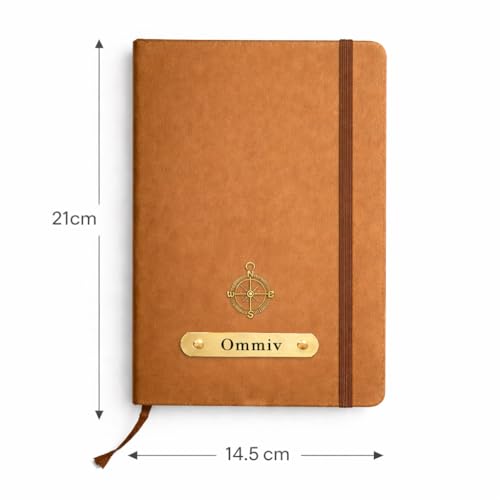 Image of Personalized A5 Leather Diary with Premium Pen | Custom Name Engraved Notebook Gift Set | 180 Pages Journal for Office, Students & Gifting | Elegant Business & Corporate Gift (Tan Brown)
