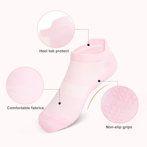 IwIeIaIrI 3 Pairs Non Slip Pilates Socks for Women,Grip Socks Anti Skid Fitness,Yoga,Barre2