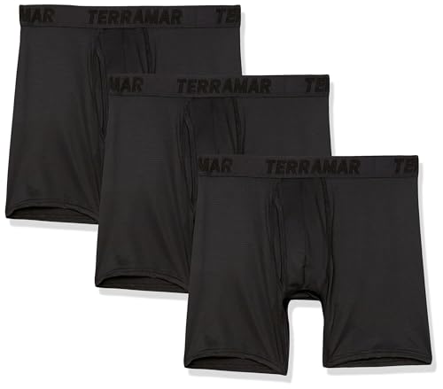Terramar Men's Performance Underwear Boxer Briefs 6 Inch Inseam with 4-Way Stretch (3 Pack)