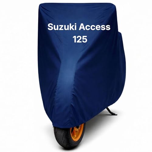 Image of Scooty Body Cover for Suzuki Access 125 Waterproof & Dustproof Scooter Cover UV Resistant, Heat Resistant & All Weather Protection Heavy Duty Triple Stitched Two Wheeler Cover (Blue)