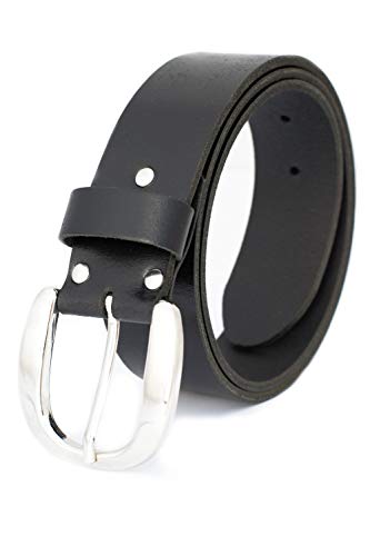 Green Yard Cinturón de piel para mujer, negro, aprox. 4 mm de grosor, cinturón de piel, color negro, 4 cm de ancho Negro
 95 cm vita=110 cm longitud total