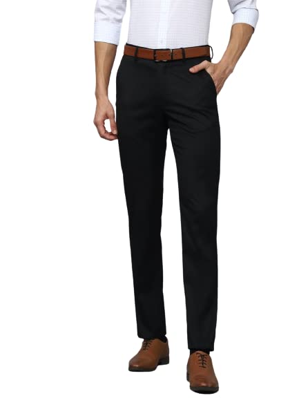 Image of VILLAIN Solid Mid-Rise Stretchable Men's Formal Trousers