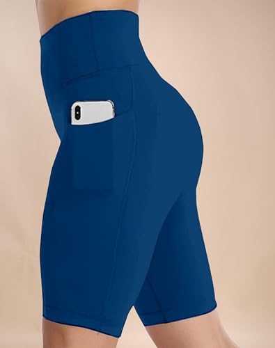 Image of High Waist Sports Activewear Shorts for Women and Girls Ideal for Gym and Yoga or Cycling with Side Pocket, Stretchable, Flexible, Slim Fit