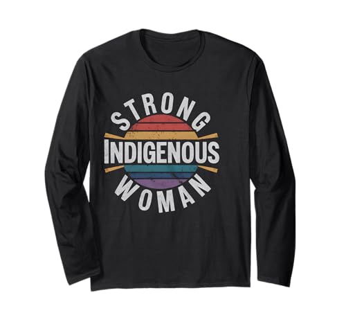 Strong Indigenous Woman History Month Empowerment Vintage Manga Larga