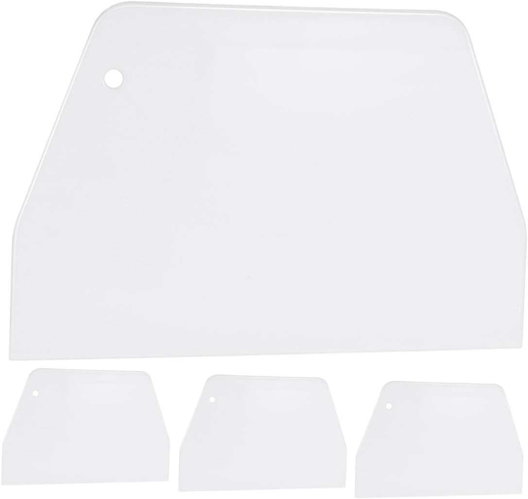 Hemobllo 4pcs Cake Cream Scraper Smoothing Tool Plastic Fondant Smoother for Pastry Decorating and Baking Accessories, Large Trapezoid Shape for Home and Professional Use