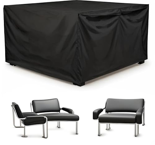 Housse de table imperméable en tissu Oxford 420D 210 x 170 x 74 cm – Résistante aux UV – Protection de meubles de jardin pour table cube et canapé en...