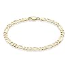 Miabella-Solid-18K-Gold-Over-Sterling-Silver-Italian-5mm-Diamond-Cut-Figaro-Chain-Bracelet-for-Women-Men-65-7-75-8-9-925-Italy Miabella Solid 18K Gold Over Sterling Silver Italian 5mm Diamond-Cut Figaro Chain Bracelet for Women Men, 925 Made in Italy (Length 7 Inches (Small))