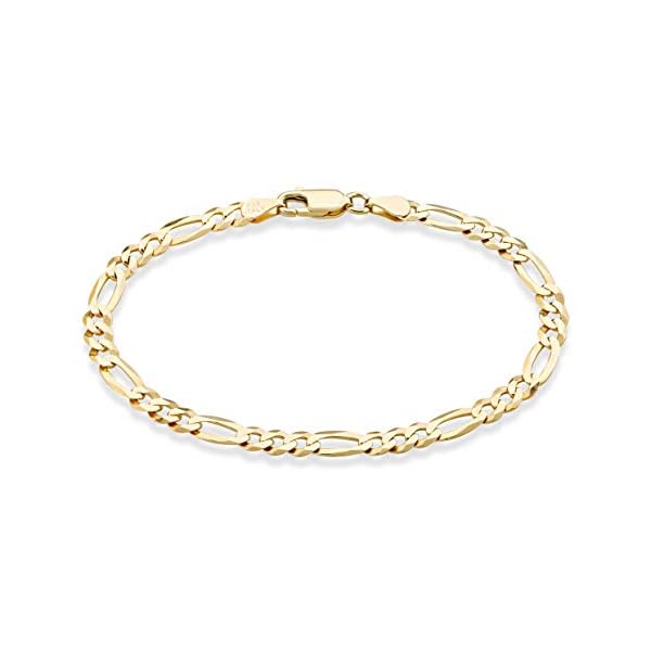 Miabella-Solid-18K-Gold-Over-Sterling-Silver-Italian-5mm-Diamond-Cut-Figaro-Chain-Bracelet-for-Women-Men-65-7-75-8-9-925-Italy Miabella Solid 18K Gold Over Sterling Silver Italian 5mm Diamond-Cut Figaro Chain Bracelet for Women Men, 925 Made in Italy (Length 7 Inches (Small))