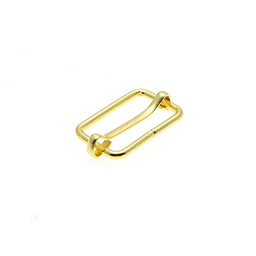25pcs Metal Slides Tri-Glides Wire-Formed Roller Pin Buckles Strap Slider Bag Band Rectangle Adjuster Belt Buckles (Gold, 1''(25mm))