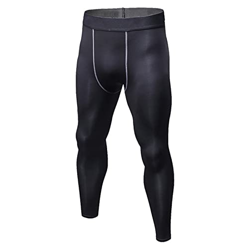 KJDWJKJRF Pantalones de compresión para hombre con correa seca y transpirable, pantalones de gimnasia y deporte, pantalones cargo para correr, mallas deportivas y de fitness, Negro , L Cover