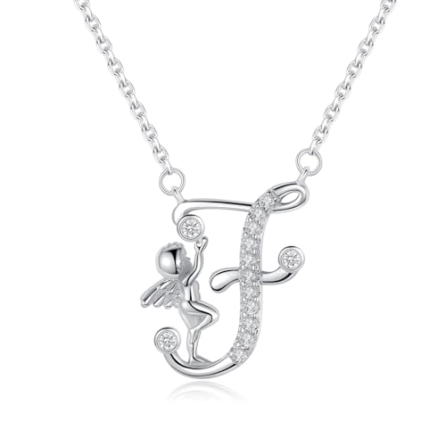 Collier Initiale F Argent 925 Pendentif Ange Bijou Tendance à Porter au Quotidien