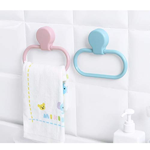 Self-Adhesive Towel Ring No Drilling Towel Holder for Bathroom and Kitchen 5.9 X 4.9 X 0.8 Inches Plastic Wall-Mounted Rack