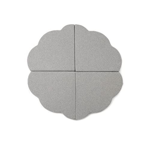 MISIOO Fleur Tapis d'Eveil Bebe - Elégant Tapis de Jeux Bebe - Tapis Mousse - Tapis d'Eveil et de Jeux - Dalle Mousse Bébé - Tapis Bebe Pliable - Diamètre 120 cm - Gris Cover