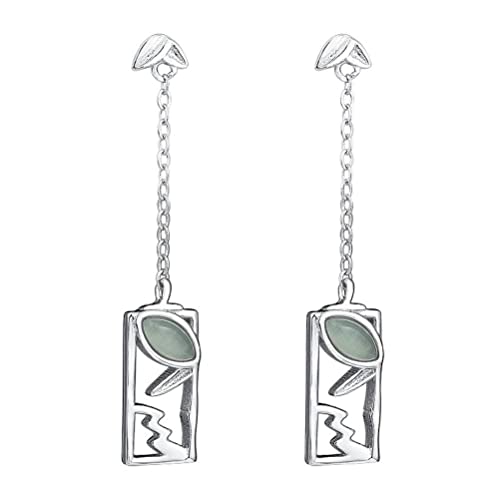Boucles d'oreilles style chinois S925 opale femme pendantes rétro tendance