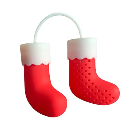 Colino da tè per tè sfuso, colino da tè a calza di Natale, filtro da tè riutilizzabile in silicone a maglia fine per casa, lavoro, ristorante
