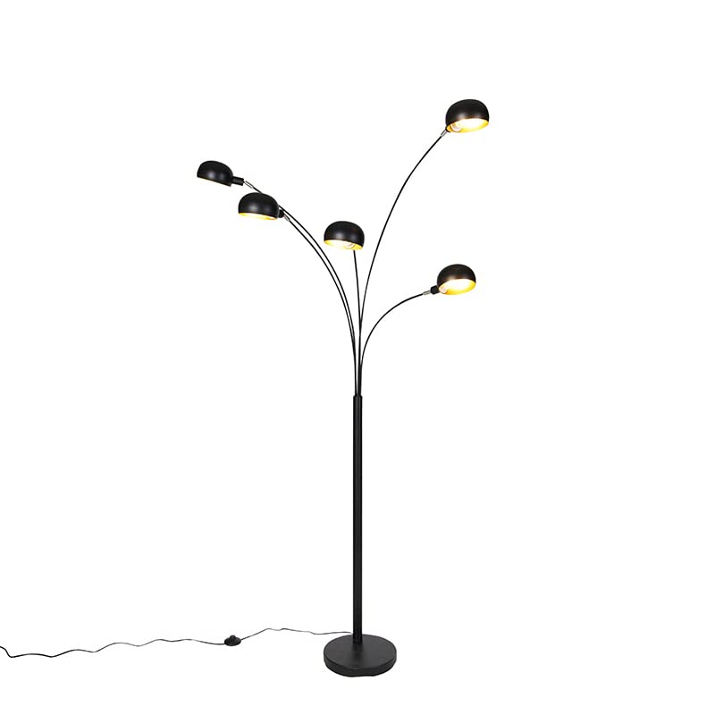 Qazqa smart led Design Floor lamp, Standing lamp - Sixties fl - Black, incl. 4.5W Lightbulbs, e14, 2700K, Warm White, dimmable, 5-Way, 198cm, Ideal for Office and Living Room