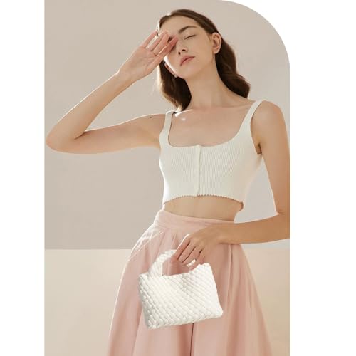 Image of Woven Tote Bag for Women with Coin Purse, Foldable Chain Small Crossbody Handbags, Fashion Shoulder Bag, Hobo Satchel