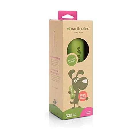 Earth Rated Dog Poo Bags, Thick On The Go Single Roll, Ideal for Yard Pickups, Lavender-Scented, 300-Count Cover