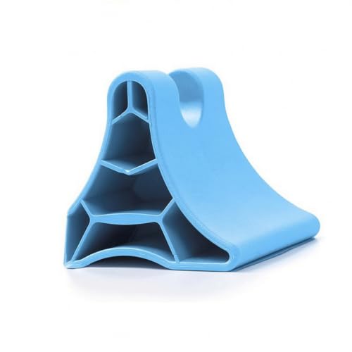 Soporte tracción cervical azul para aliviar dolor de cuello en la cama