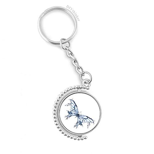 Llavero de mariposa azul con anillo giratorio ideal para colgar en el bolso diario