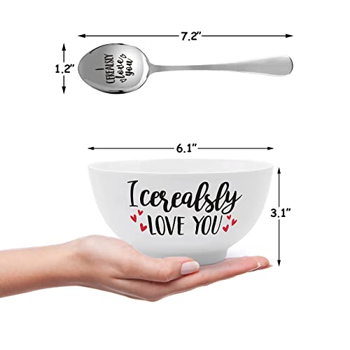I Cerealsly Love You Bowl And Spoon Set Birthday Retirement Engraved Gift Idea Box Basket For Him Her For Women Man Mom Father Aunt Grandparents Set Of 2 Christmas Halloween Thanksgiving Housewarming #TOP1