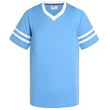 Pullonsy Blank Light Blue Football Jerseys for Men Women Boys Girls Birthday Gift Workout Shirts Sports Uniforms Fitness Tops White Stripe-Light Blue Jersey,Men Size Small