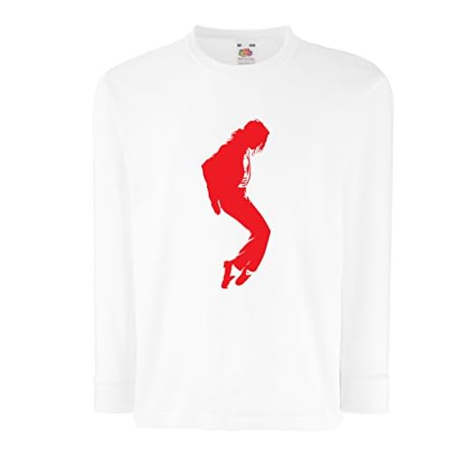 Camisetas de Manga Larga para Niño Me Encanta MJ - Ropa de Club de Fans, Ropa de Concierto (9-11 Years Blanco Rojo)