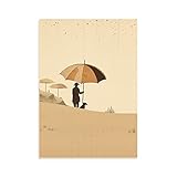 Nacnic Poster Personas de la playa con parasol por Alessandro Gottardo Sin marco A3