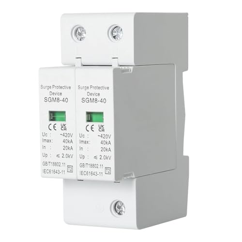 DEWIN Scaricatore di Sovratensioni,2P 40KA AC 420V Scaricatore di Sovratensione Dispositivo di Protezione Contro Le Sovratensioni Protezione Sovratensione per la Protezione Contro i Fulmini