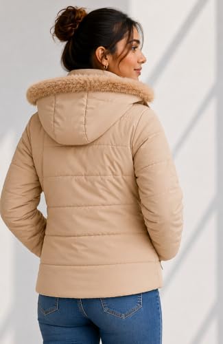 Image of SANE ORIGINALS Winter Jacket for Women with Detatchable Hoodie Cap || Lightweight Full Zipper Regular Fit Warm Jacket for Ladies