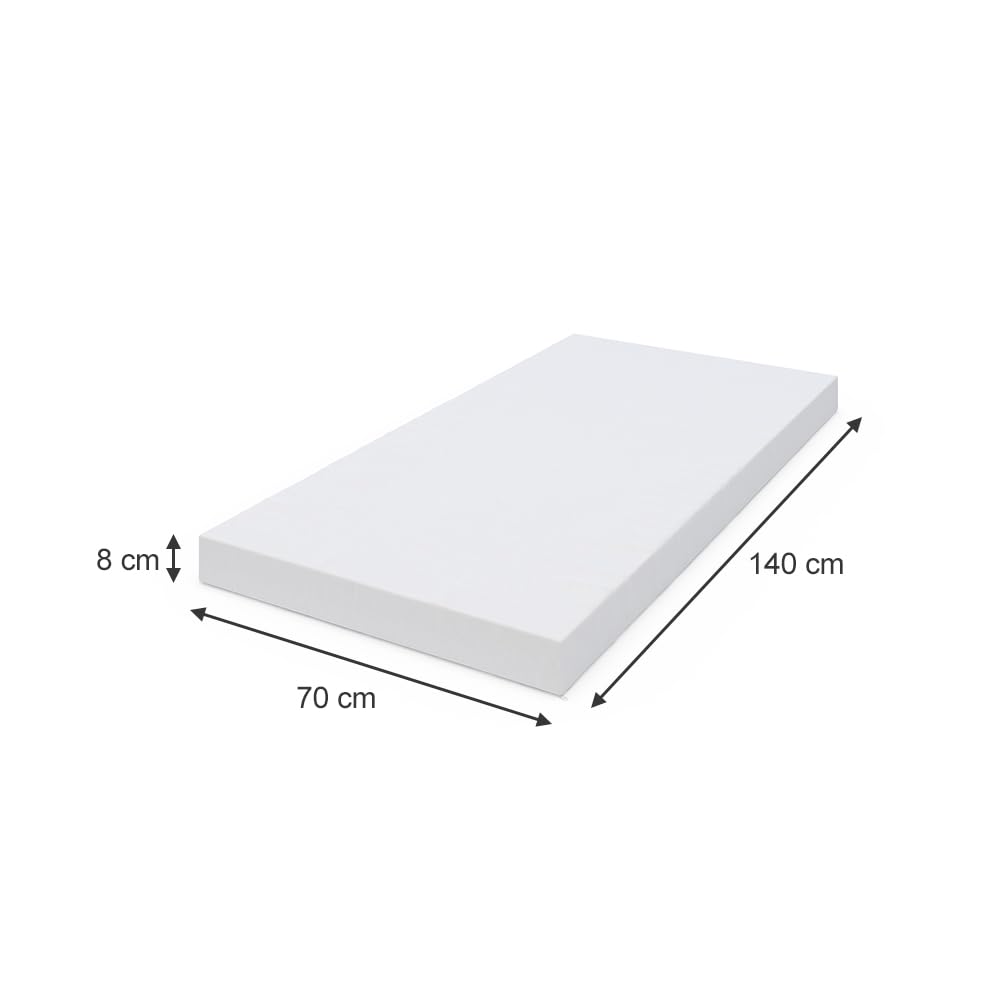 VitaliSpa Matelas pour Enfants, Blanc, 140x70cm, avec Housse Respirante et système de Housse Amovible