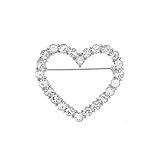 Crystal Heart Love Brooch Delicate Sparkly Cubic Zircon Charm Lapel Pins for Women Ladies Girls for Dance Banquet Pins Dress Suit Shirt Ceremony Clothes Accessories Wedding Party Jewelry for Her (Silver)