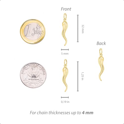 Lucchetta - Men's Large Italian Gold Horn Pendant Charm 14k - Suitable for Gifting - Hypoallergenic Made to Last - Authentic Unisex Jewelry from Italy3